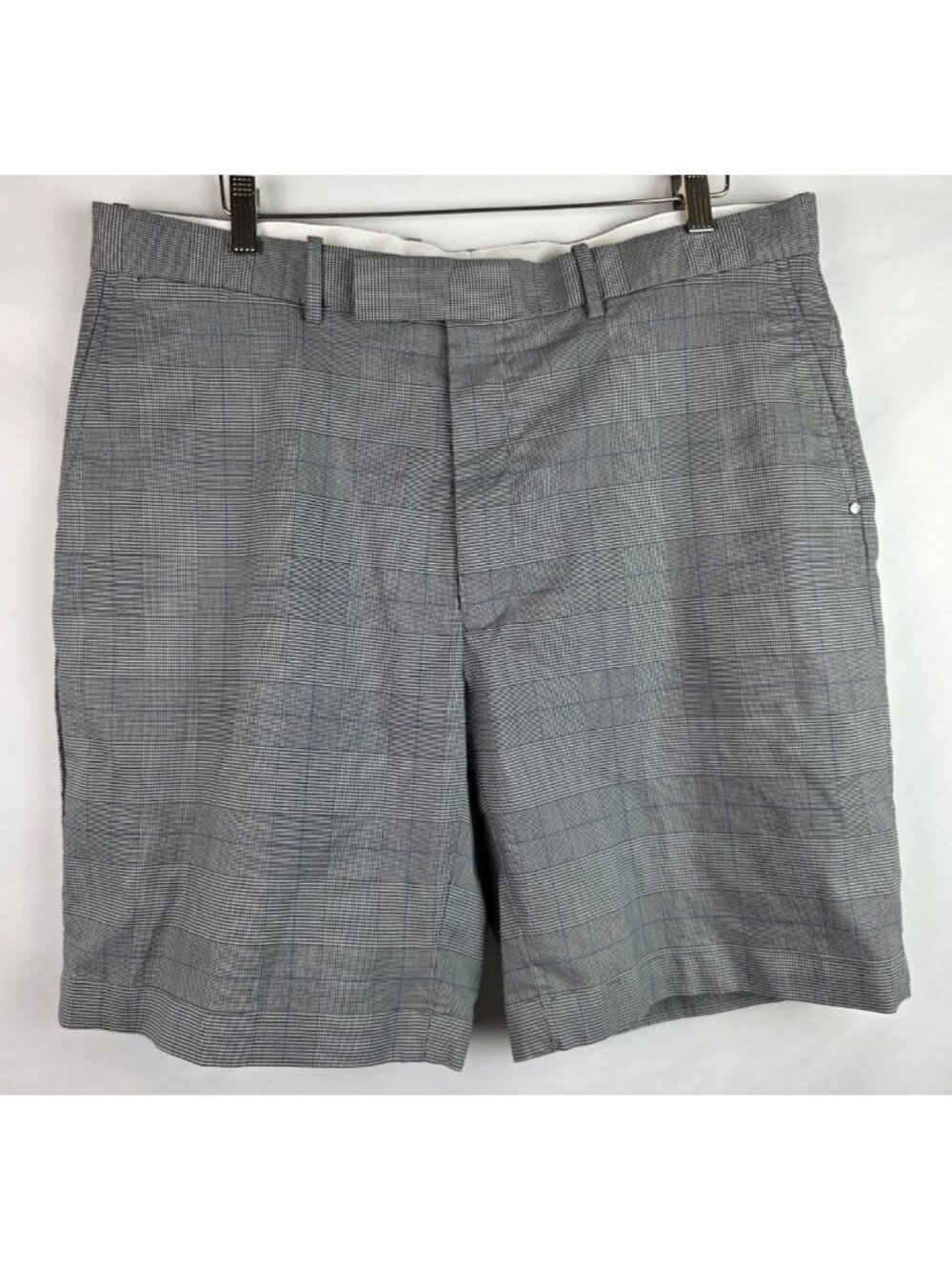 RLX Ralph Lauren Men's Shorts Size 38 Gray & Black Plaid Flat Front Chino Shorts